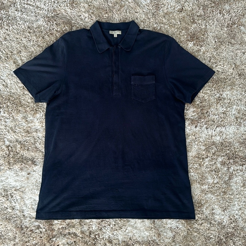 Burberry Men's Slim Fit Navy Polo Shirt - Size XXL